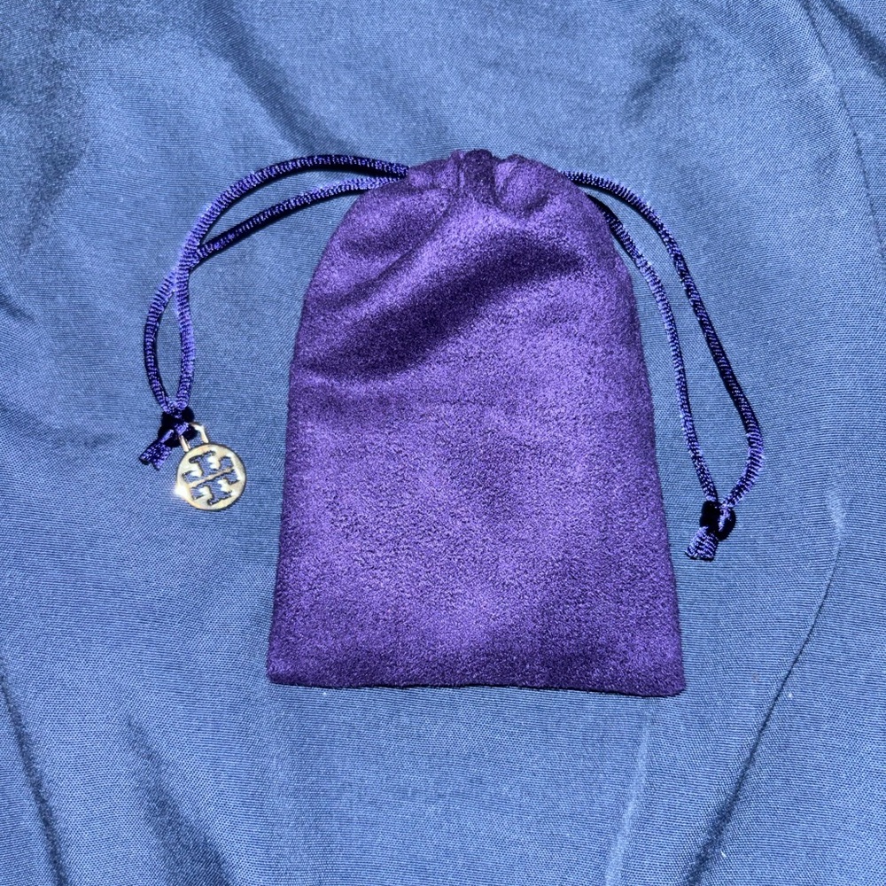 Tory Burch Purple Velvet Pouch with Silver Charm